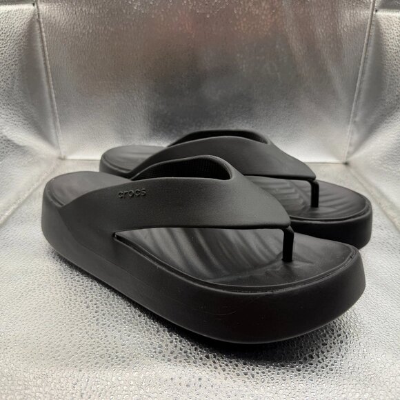 Size 9 Crocs Getaway Black Womens Platform Comfort Slip On Flip Flops Sandal - Picture 1 of 8